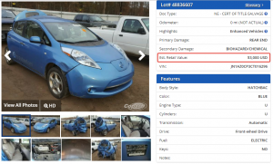 Nissan Leaf после ДТП в США